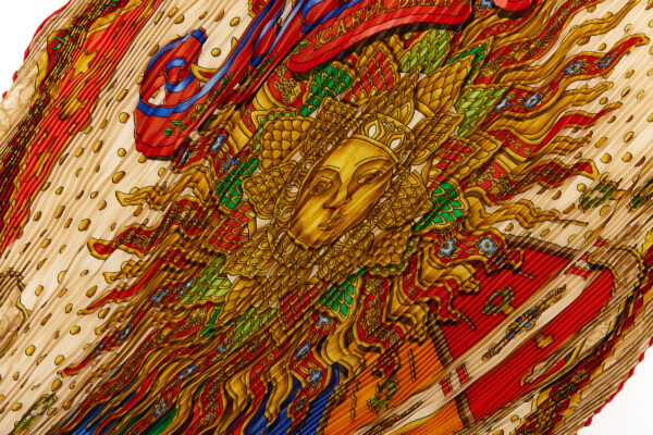 Hermes Silk Scarf Carre 90 "CARPE DIEM" Beige Silk Pleats Scarf - Image 4