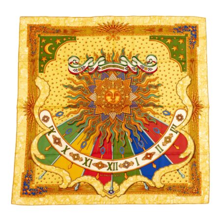 Hermes Silk Scarf Carre 90 "CARPE DIEM" Yellow Silk Scarf