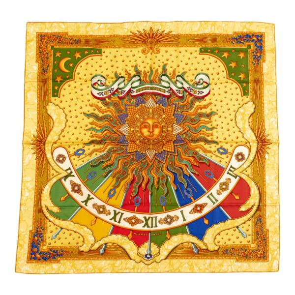 Hermes Silk Scarf Carre 90 "CARPE DIEM" Yellow Silk Scarf