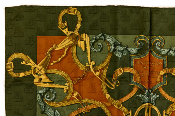 Hermes Silk Scarf Carre 90 "L'INSTRUCTION DU ROY" Green Silk Scarf - Image 2