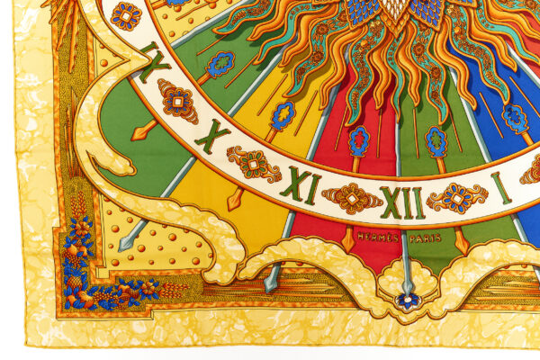 Hermes Silk Scarf Carre 90 "CARPE DIEM" Yellow Silk Scarf - Image 5