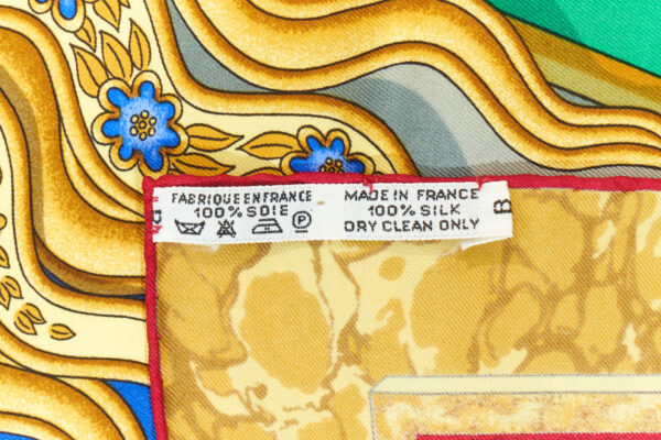 Hermes Scarf 90 "CARPE DIEM" Red, Gold 100% Silk Scarf 35" - Image 8
