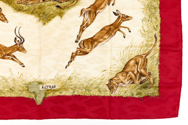 Hermes Silk Scarf Carre 90 "kenya" Red Silk Scarf - Image 6