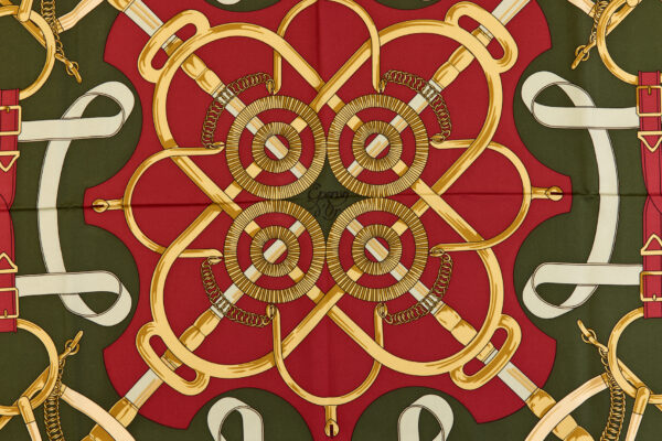 Hermes Silk Scarf Carre 90 "Eperon d’Or" Red Silk Scarf - Image 4