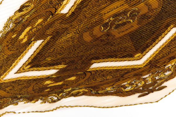 Hermes Silk Scarf Carre 90 "ANIMAUX SOLAIRES" White Silk Pleats Scarf - Image 6