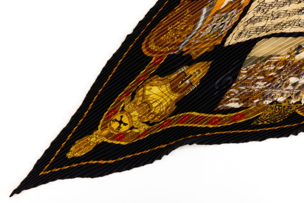 Hermes Silk Scarf Carre 90 "Salzburg" Black Silk Pleats Scarf - Image 5