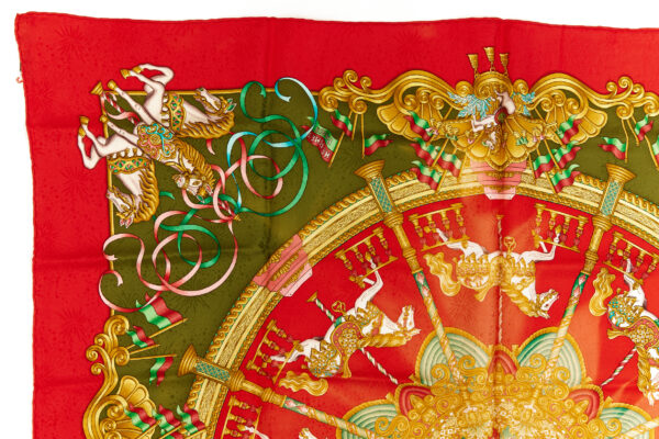 Hermes Scarf Carre 90 "LUNA PARK" Red Silk Scarf - Image 2