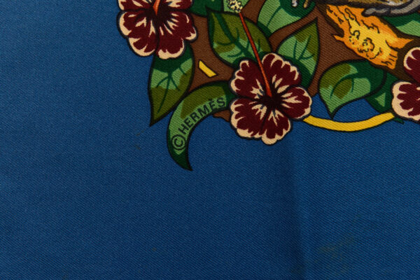 Hermes Silk Scarf Carre 90 "JUNGLE LOVE" Blue Silk Scarf - Image 7