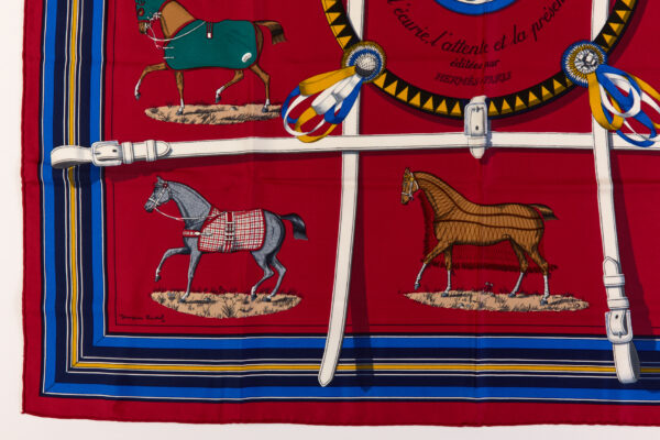 Hermes Silk Scarf Carre 90 "Couvertures et Tenues de Jour" Blue Silk Scarf - Image 5