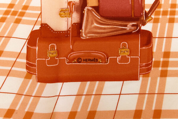 Hermes Silk Scarf Carre 45 "H EN VOYAGE" Orange Silk Scarf - Image 7