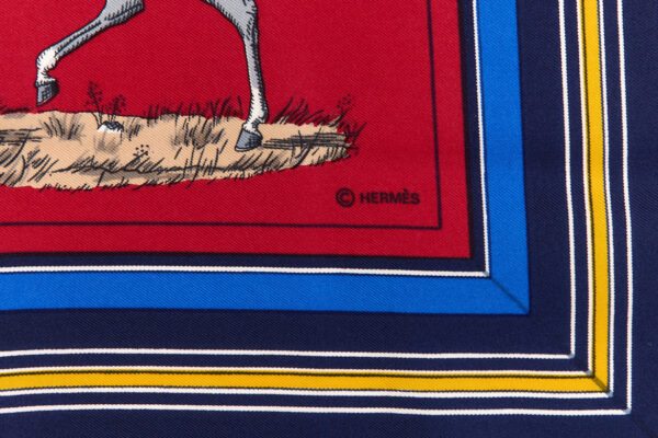 Hermes Silk Scarf Carre 90 "Couvertures et Tenues de Jour" Blue Silk Scarf - Image 7