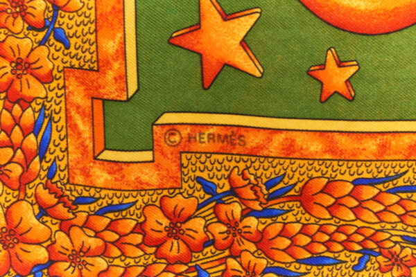 Hermes Scarf 90 "CARPE DIEM" Yellow 100% Silk Scarf 35" - Image 7