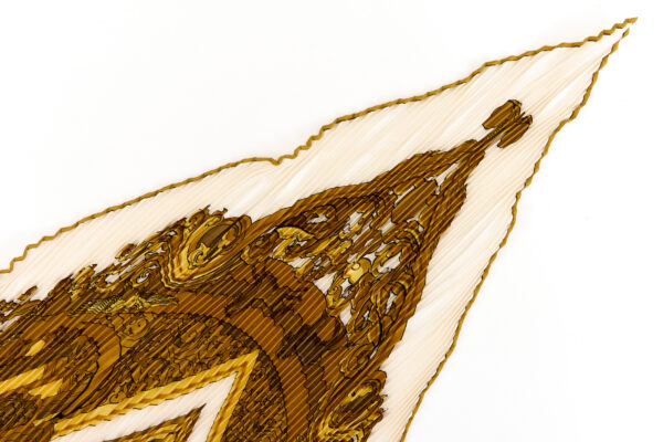 Hermes Silk Scarf Carre 90 "ANIMAUX SOLAIRES" White Silk Pleats Scarf - Image 3