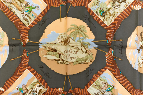Hermes Carre 90 Scarf "La Chasse en Afrique" Red Silk Scarf - Image 4