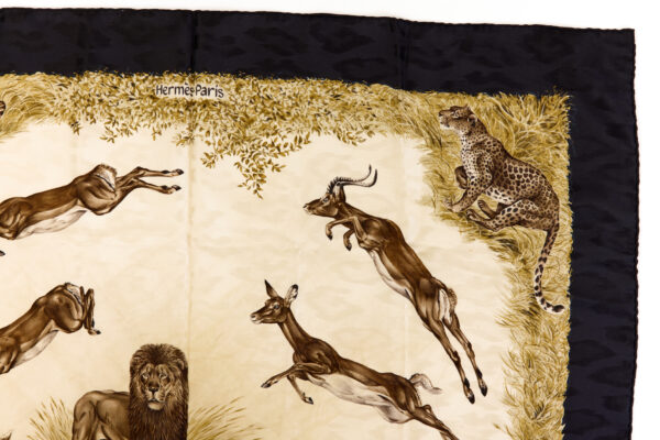 Hermes Silk Scarf Carre 90 "Kenya" Black Silk Scarf - Image 3