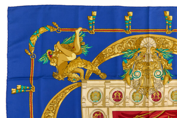 Hermes Silk Scarf Carre 90 "HOMMAGE A CHARLES GARNIER" Blue Silk Scarf - Image 2
