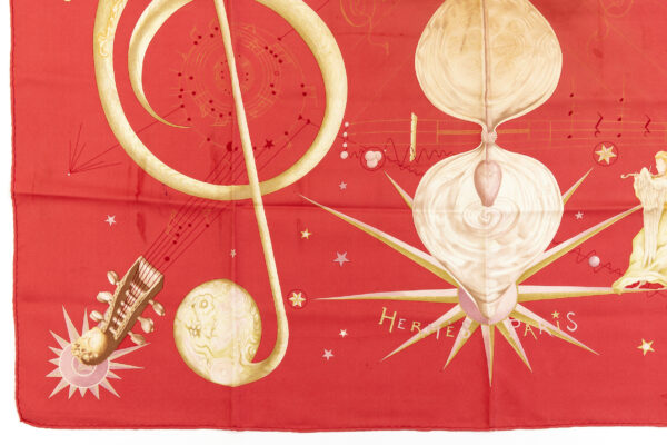Hermes Silk Scarf Carre 90 "QUINTESSENCE" Red Silk Scarf - Image 5
