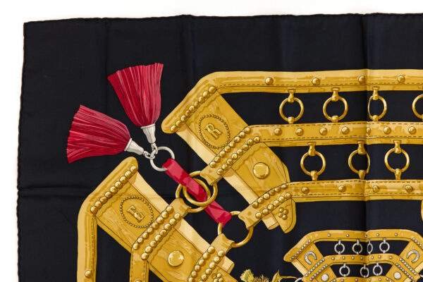 Hermes Silk Scarf Carre 90 "aux champs" Black Silk Scarf - Image 2