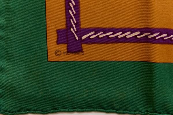 Hermes Silk Scarf Carre 90 "La Chasse en Afrique" Green Silk Scarf - Image 7