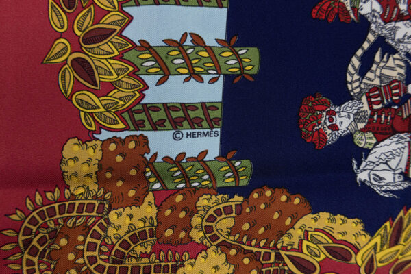 Hermes Scarf 90 "LE PARADIS DU ROY" Red 100% Silk Scarf 35" - Image 7