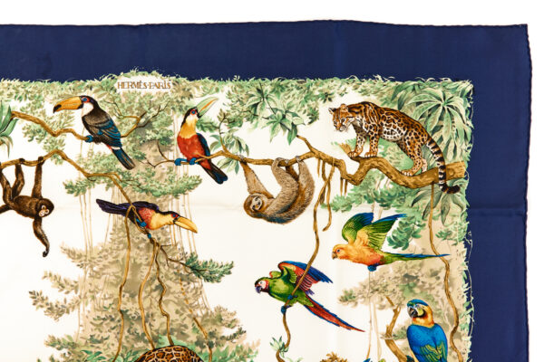 Hermes Silk Scarf Carre 90 "Equateur" Blue Silk Scarf - Image 3