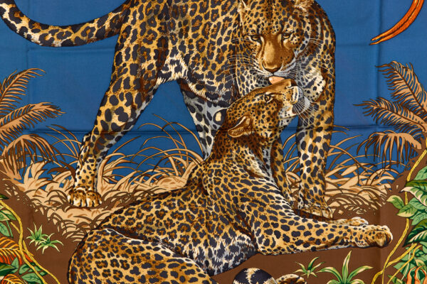 Hermes Silk Scarf Carre 90 "JUNGLE LOVE" Blue Silk Scarf - Image 4