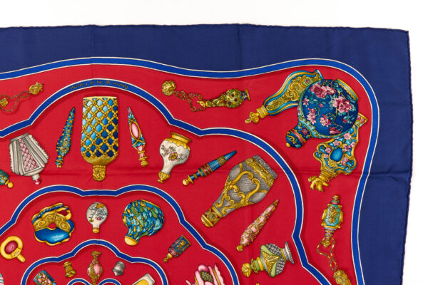 Hermes Silk Scarf Carre 90 "Qu'Importe Le Flacon" Blue Silk Scarf - Image 3