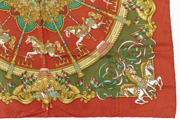 Hermes Scarf 90 "LUNA PARK" Red 100% Silk Scarf 35" - Image 6