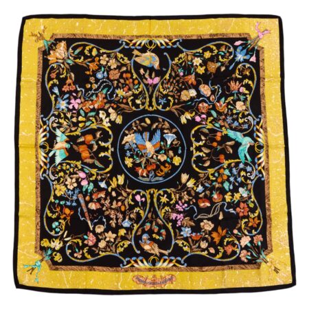 Hermes Silk Scarf Carre 90 "Pierres d'Orient et d'Occident" Blue Silk Scarf