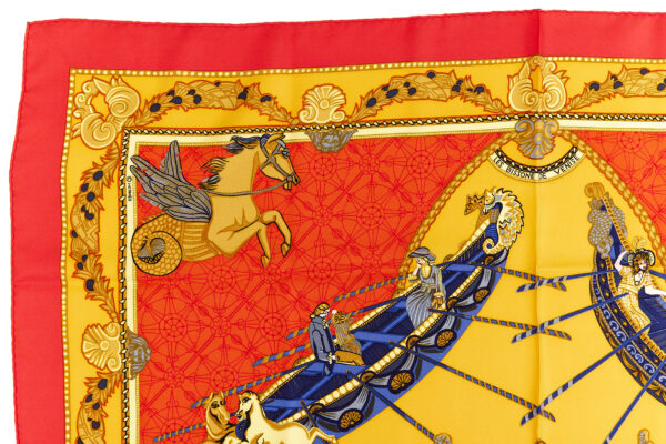 Hermes Silk Scarf Carre 90 "Les Bissone de Venise" Blue Silk Scarf - Image 2