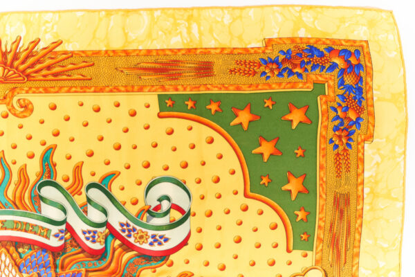 Hermes Scarf 90 "CARPE DIEM" Yellow 100% Silk Scarf 35" - Image 3