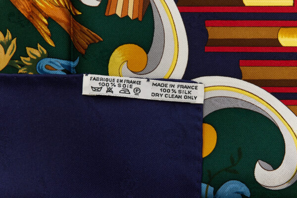 Hermes Silk Scarf Carre 90 "Orgauphone et Autres Mecaniques" Blue Silk Scarf - Image 8