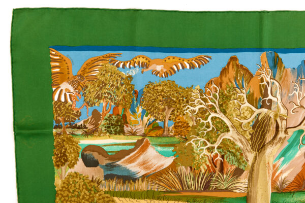 Hermes Silk Scarf Carre 90 "Nuba Mountain" Green Silk Scarf - Image 2