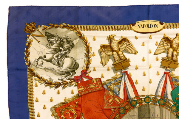 Hermes Silk Scarf Carre 90 "NAPOLEON" Blue Silk Scarf (B-) - Image 2