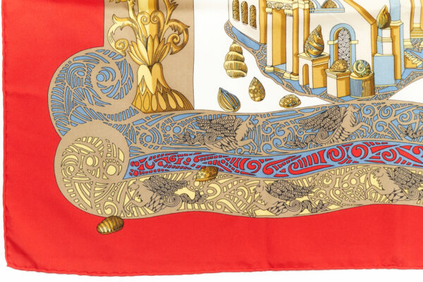 Hermes Scarf 90 "L'Atlantide " Red 100% Silk Scarf 35" - Image 5