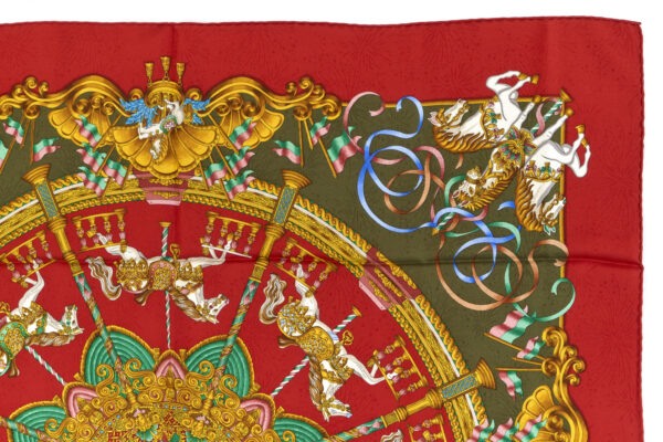 Hermes Scarf 90 "LUNA PARK" Red 100% Silk Scarf 35" - Image 3