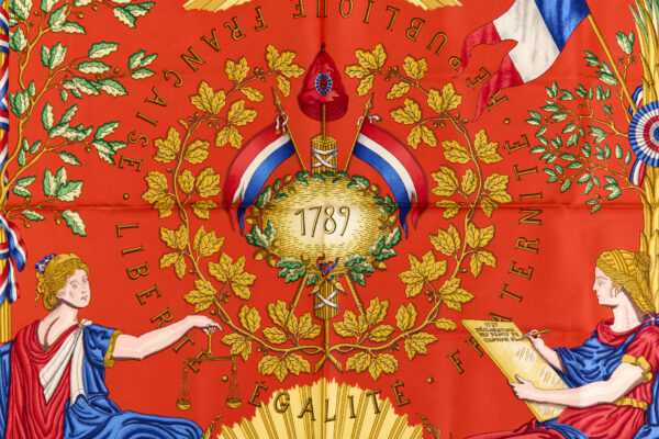Hermes Silk Scarf Carre 90 "LIBERTE EGALITE FRATERNITE REPUBLIQUE FRANCAISE" Black Silk Scarf - Image 4