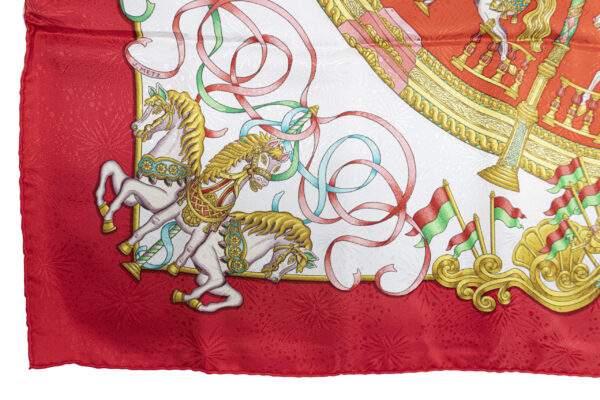 Hermes Scarf 90 "Luna Park" Red 100% Silk Scarf 35" - Image 5