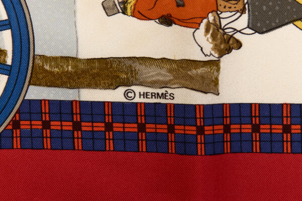 Hermes Silk Scarf Carre 90 "The Bull & Mouth Regent's Circus Piccadilly" Red Silk Scarf - Image 7