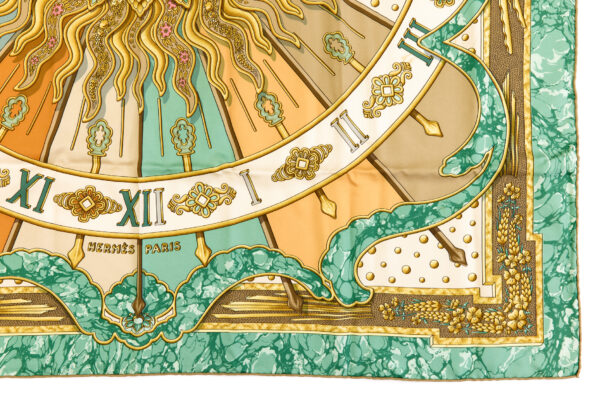 Hermes Silk Scarf Carre 90 "CARPE DIEM" Green Silk Scarf - Image 6