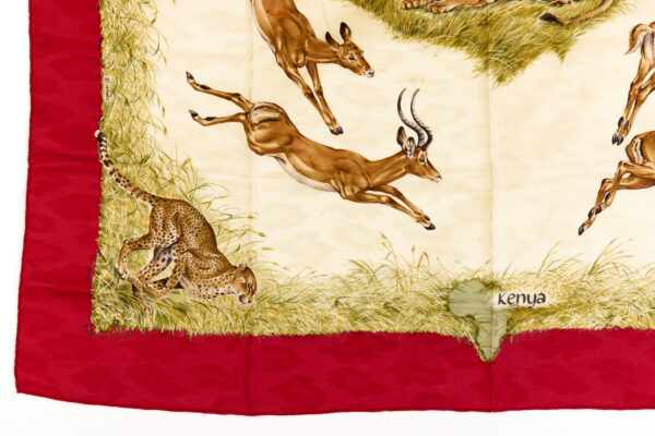 Hermes Silk Scarf Carre 90 "kenya" Red Silk Scarf - Image 5