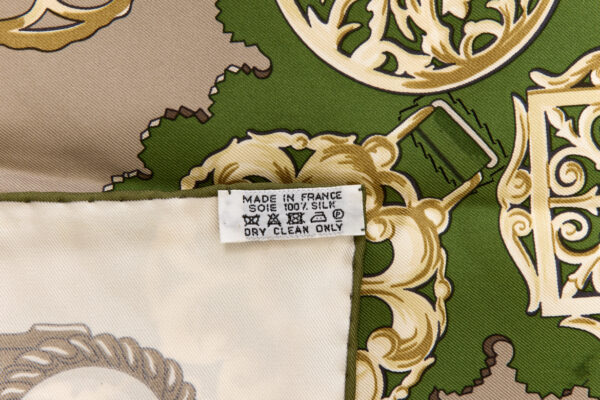 Rare! Hermes Silk Scarf Carre 90 "Cuivreries" Grey Silk Scarf - Image 8