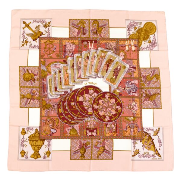Hermes Silk Scarf Carre 90 "LE TAROT" Pink Silk Scarf