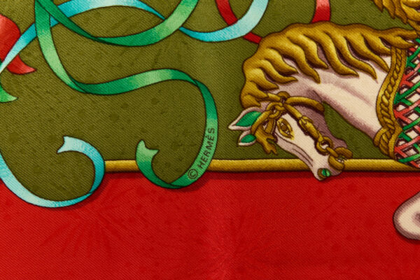 Hermes Silk Scarf Carre 90 "LUNA PARK" Red Silk Scarf - Image 7