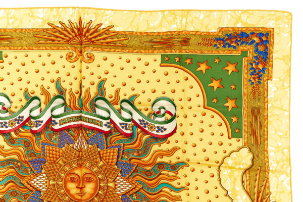 Hermes Silk Scarf Carre 90 "CARPE DIEM" Yellow Silk Scarf - Image 3