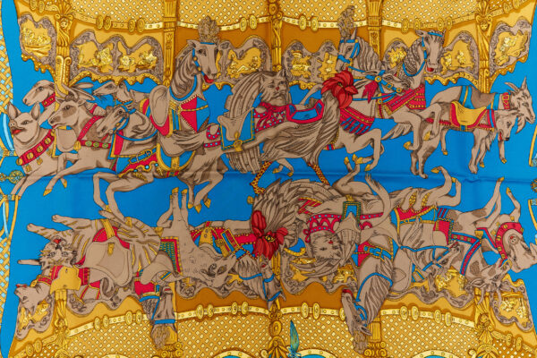 Hermes Silk Scarf Carre 90 "Tournez Manege" Red Silk Scarf - Image 4