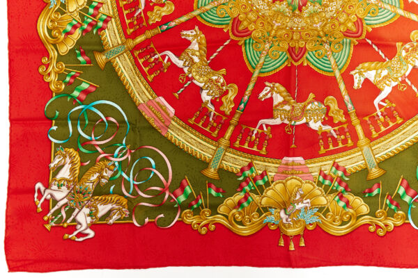 Hermes Scarf Carre 90 "LUNA PARK" Red Silk Scarf - Image 5