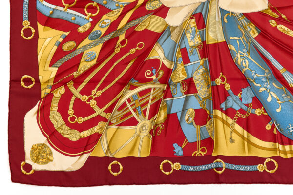 Hermes Silk Scarf Carre 90 "Soleil de Soie" Red Silk Scarf - Image 5