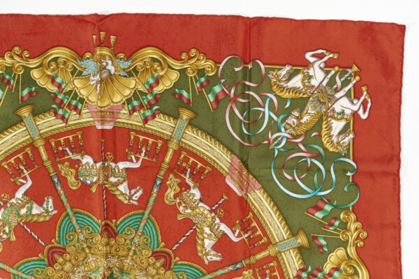 Hermes Scarf 90 "LUNA PARK" Red 100% Silk Scarf 35" - Image 3