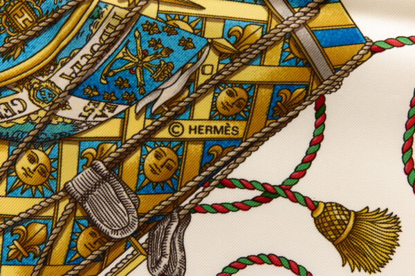 Hermes Silk Scarf Carre 90 "LES TAMBOURS" Red Silk Scarf - Image 7